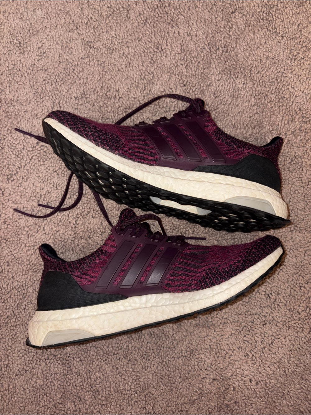 Adidas Ultra Boost Women's Running Shoes - Maroon/Black - Picture 2 of 3